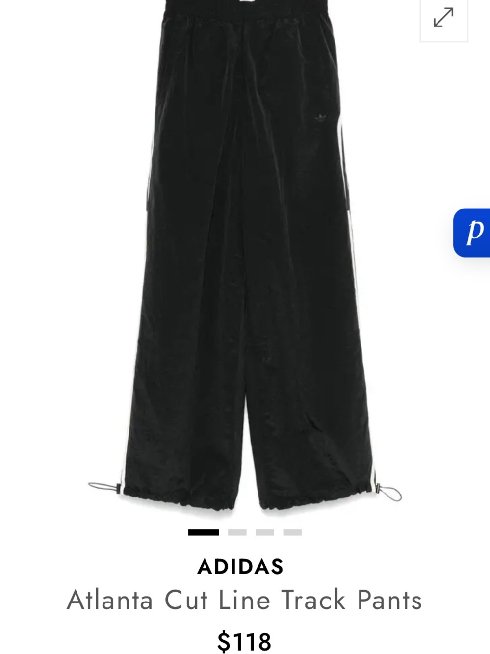 adidas Wide-Leg Atlanta Cut Line Track Pants in Black - Picture 10 of 13